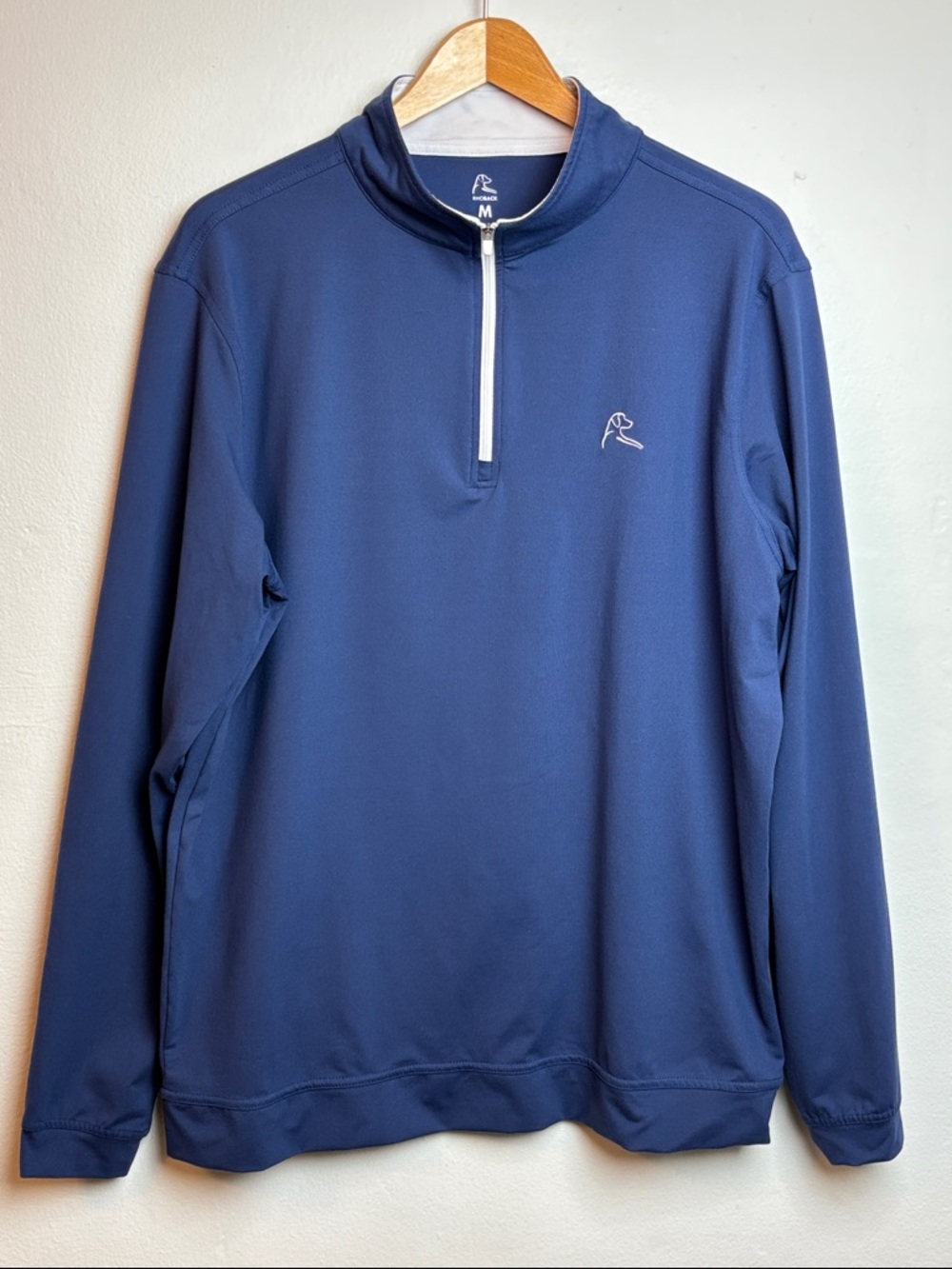 Rhoback Men’s Medium Performance Q-Zip Golf Pullover Short Stop Blue Wicking